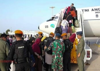 Boeing 737 TNI AU jemput WNI meninggalkan Sudan. ©2023 AFP
