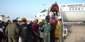 Boeing 737 TNI AU jemput WNI meninggalkan Sudan. ©2023 AFP