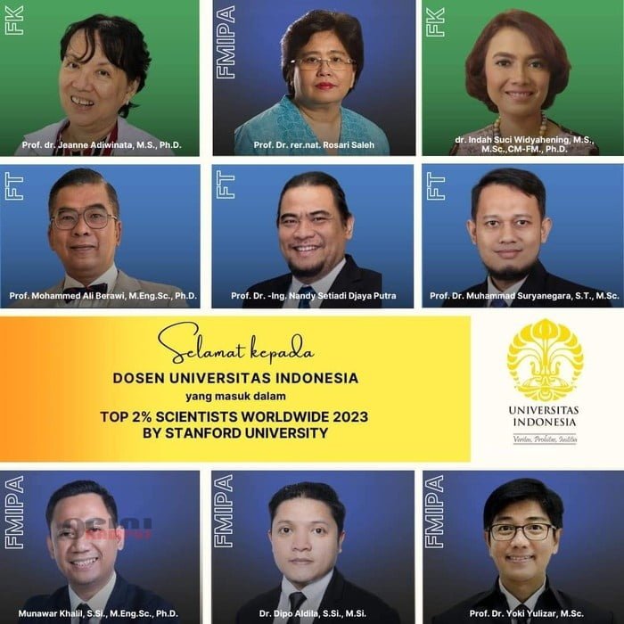 Dosen Terkemuka Universitas Indonesia Masuk 2% Terbaik Dunia Menurut ...